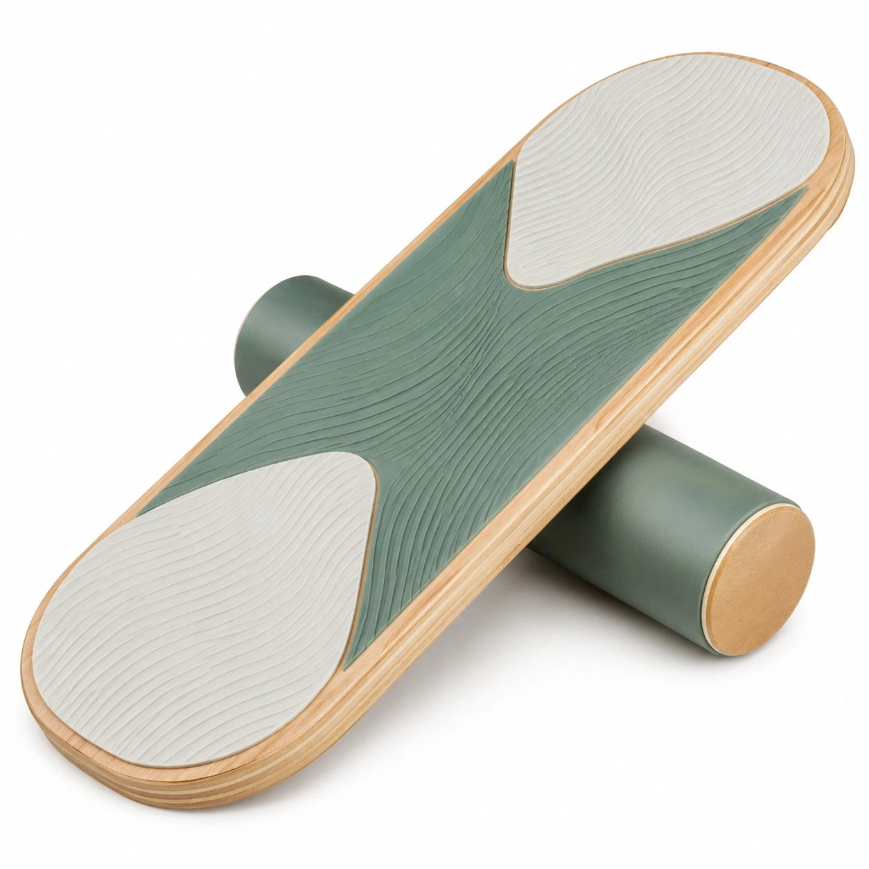 Holz Balance Board Grün/Beige mit Anti-Rutsch Oberfläche