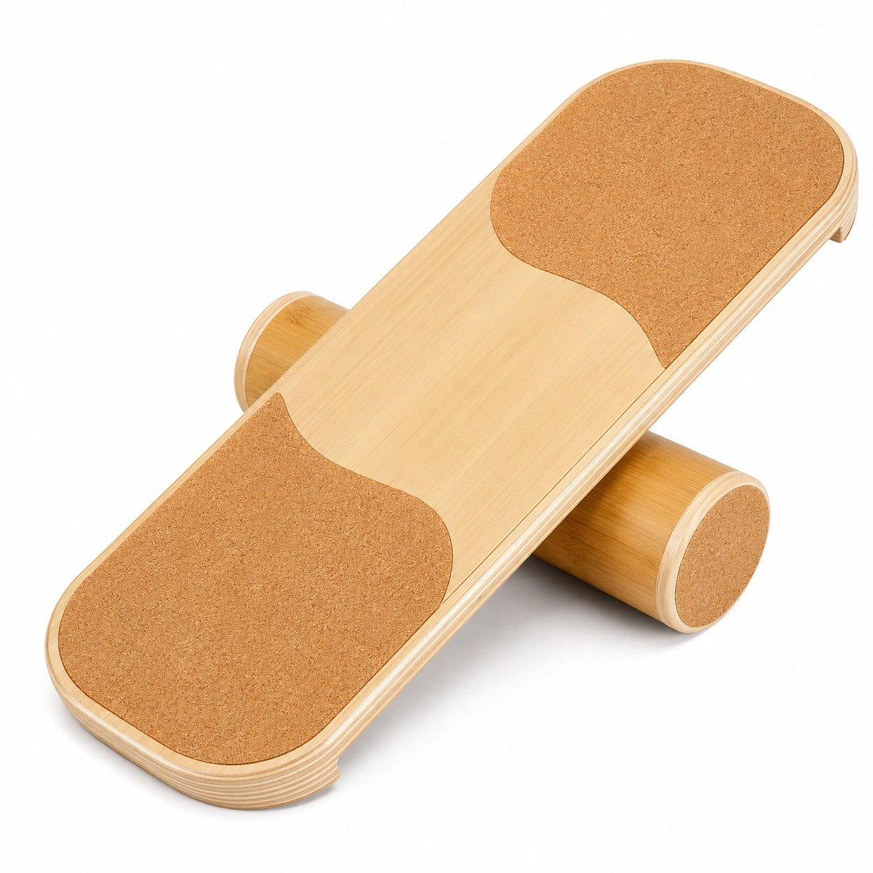 Balance Board aus Bambus mit Kork Anti-Rutschfläche, Natur