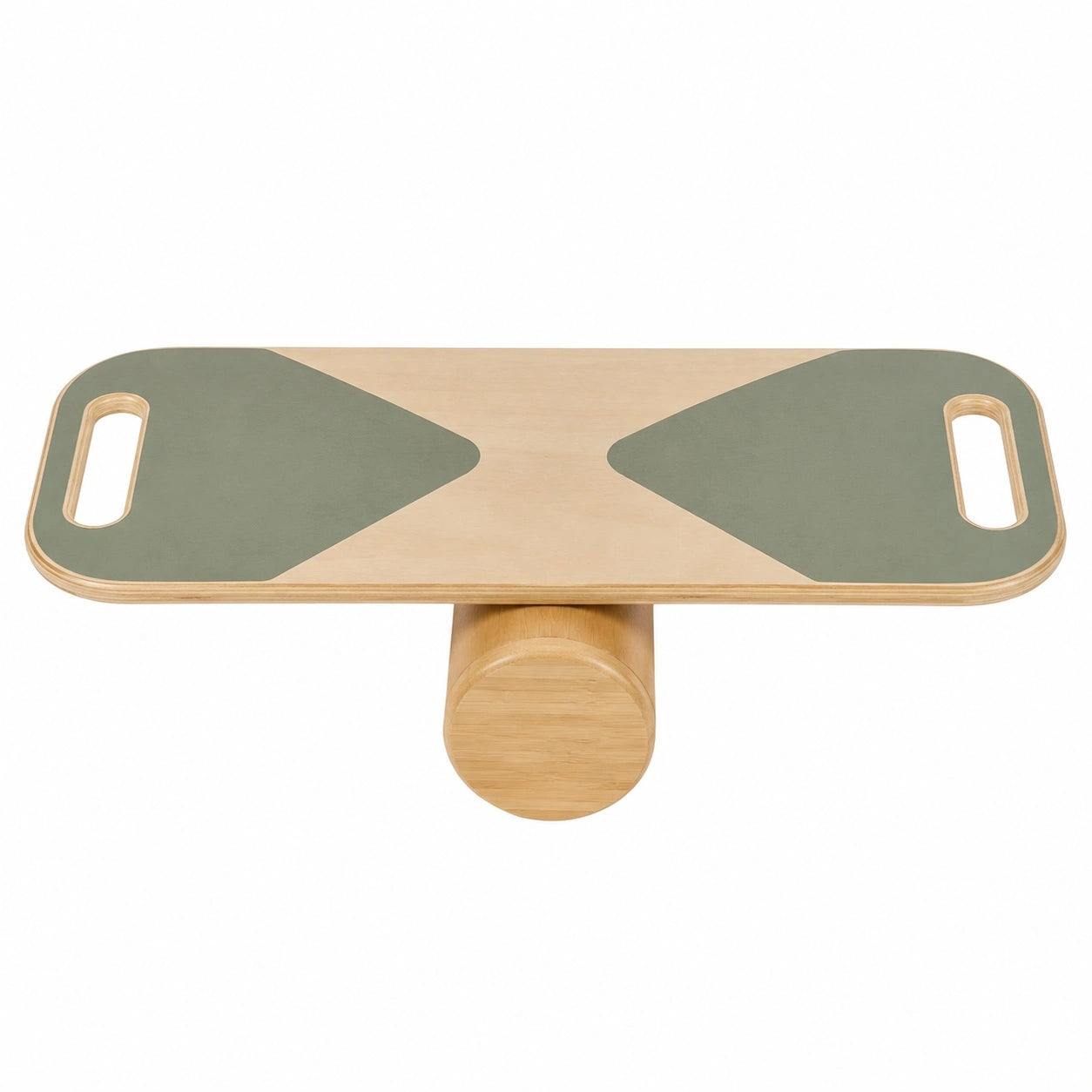 Balance Board aus Holz mit Griffen und rutschfester Oberfläche, Braun/Grün