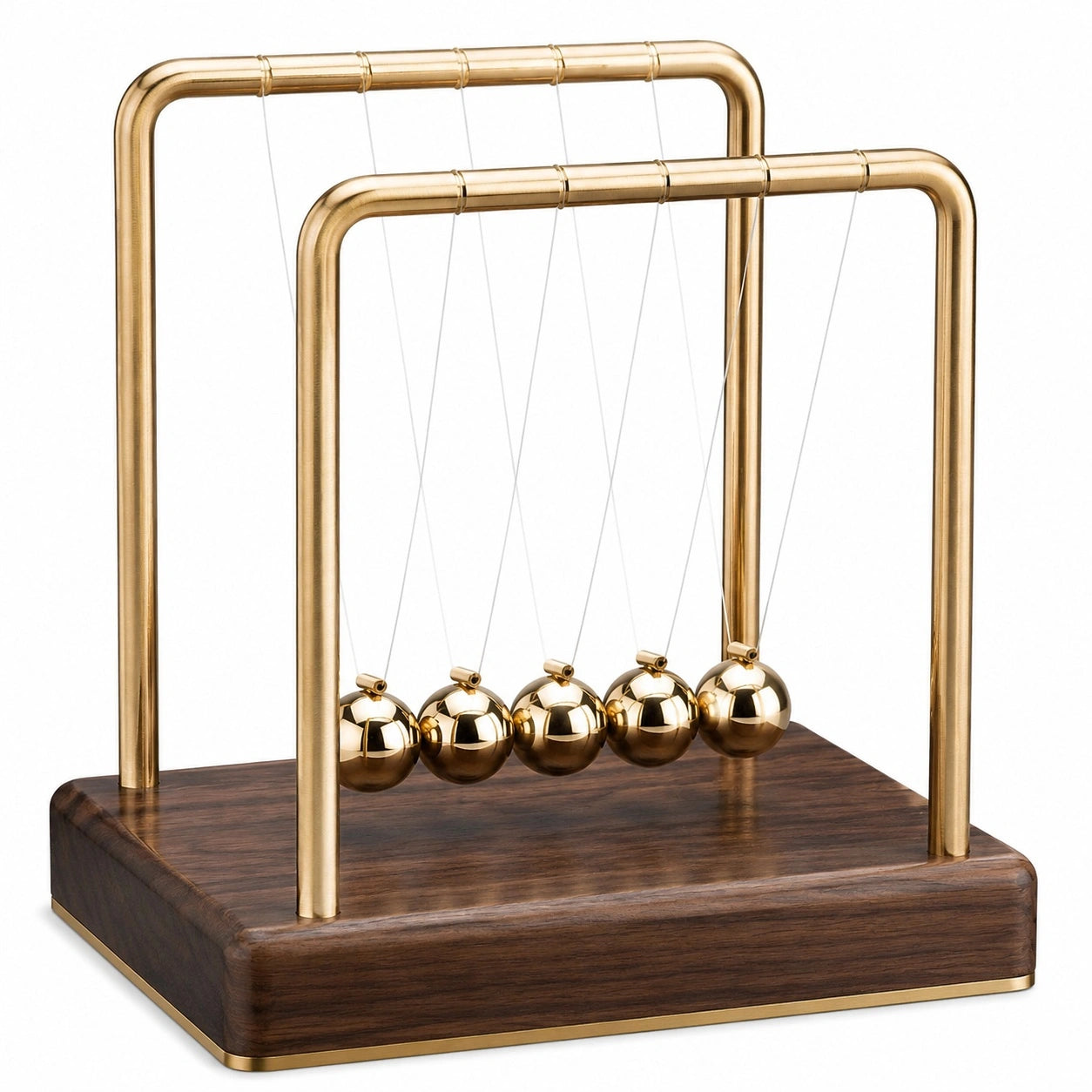 Newton Pendel Tischspielzeug Gold mit Holzbasis