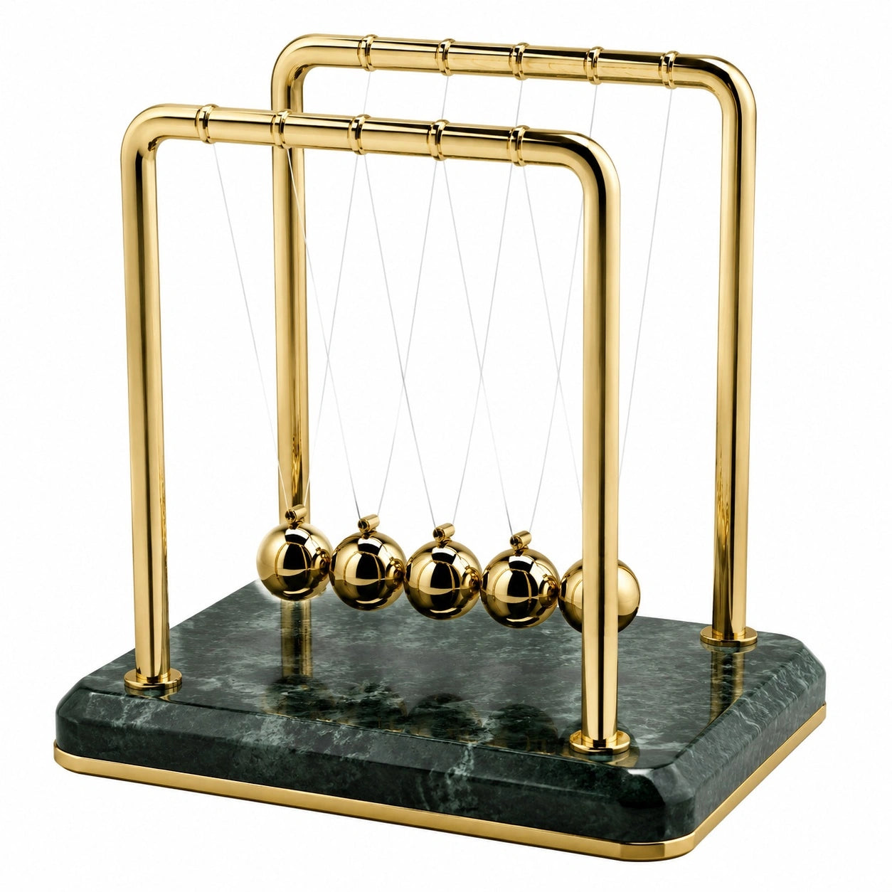 Goldenes Newton Pendel mit Marmorsockel